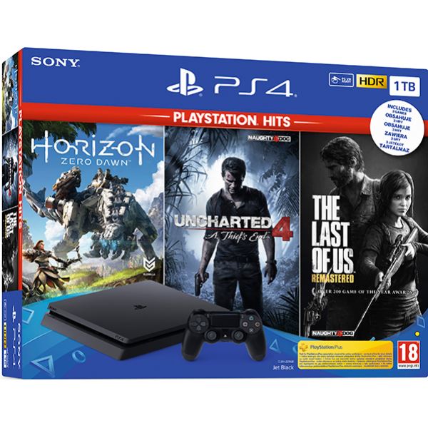 קונסולה PS4 SLIM 1TB HITS 3 – TLOU+UC4+HZD