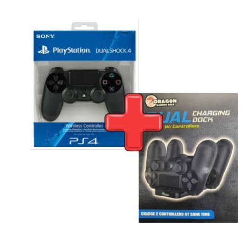 SALE - PS4 - שלט שחור מקורי ישפאר + מטען זוגי לשלטים מתנה